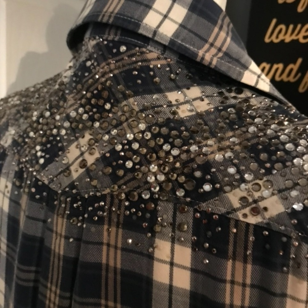 Haute Hippie Western Shirt with Crystal Accents